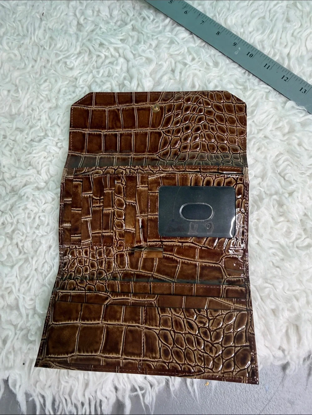 Brahmin  Tortoiseshell Brown Croc-Embossed Leather Wallet